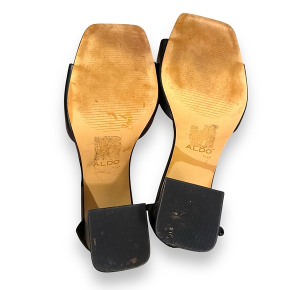 Aldo Safdie Leather Ankle Strap Block Open‎ Square Toe Heels Sz 7 FLAWED - Picture 10 of 11